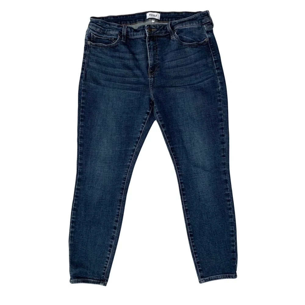 Pistola High Rise Ankle Skinny Jeans Dark Wash Denim‎ Comfort Stretch Size 32
